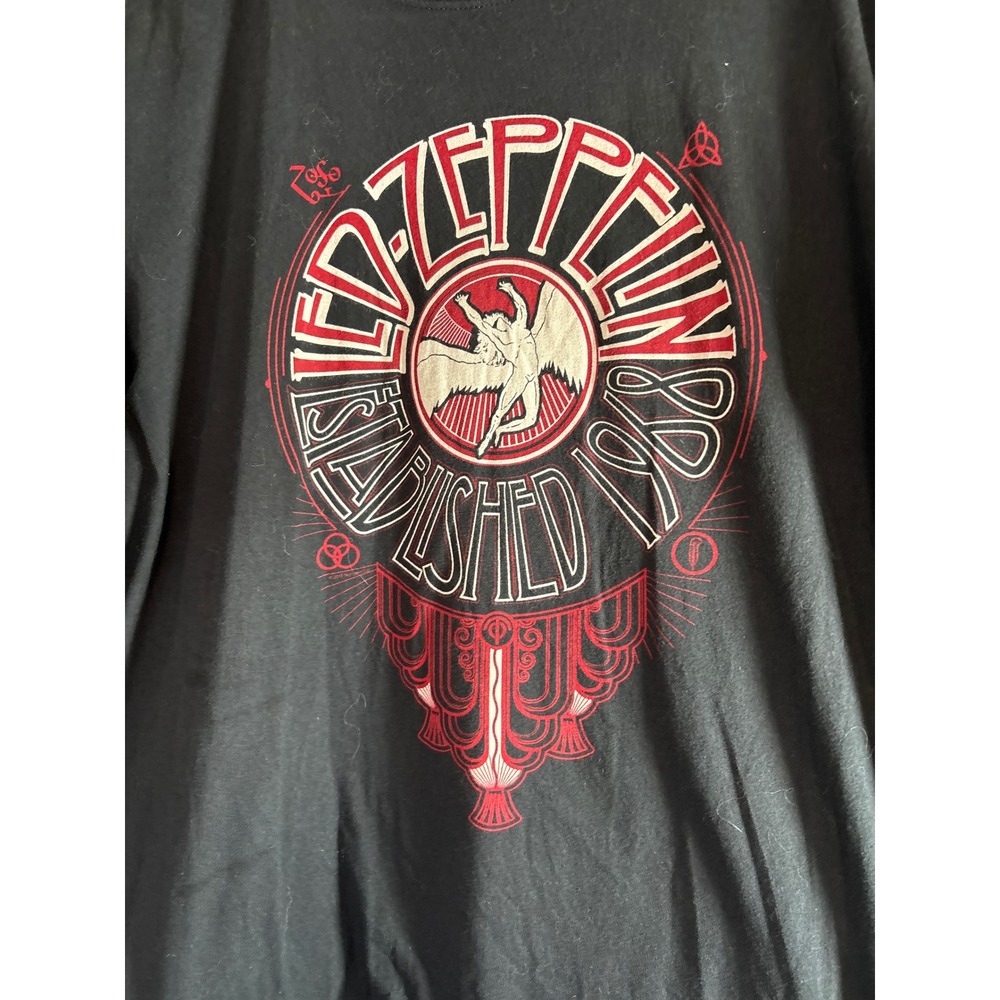 Led Zeppelin Established 1968 Swan Song Graphic T-Shirt Black Mens 2XL Gildan - Picture 2 of 4